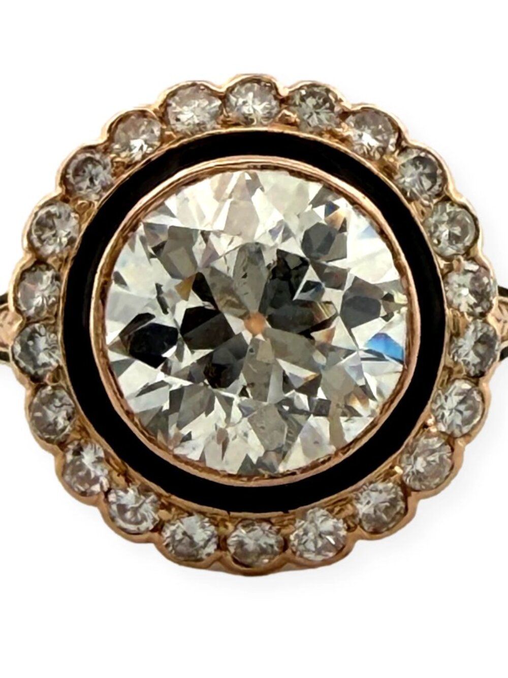 Vintage 3.00ctw Natural Diamond Circular Brilliant Halo Ring GIA Report 14K/15K